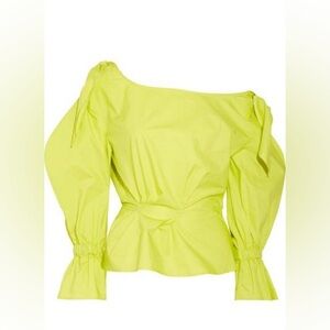 Rejina Pyo Michelle Off-the-shoulder Cotton-poplin Blouse Bright Green - Size 10